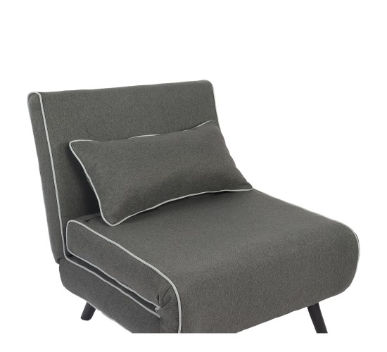 Κρεβάτι Ράντζο ArteLibre CALISTA Γκρι/Γκρι Ανοιχτό Ύφασμα/Ξύλο/Μέταλλο 78x200x28cm