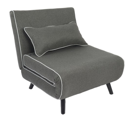 Κρεβάτι Ράντζο ArteLibre CALISTA Γκρι/Γκρι Ανοιχτό Ύφασμα/Ξύλο/Μέταλλο 78x200x28cm