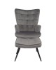 Πολυθρόνα Μπερζέρα Με Υποπόδιο ArteLibre LENNOX Γκρι Βελούδο/Ξύλο 96x68x73cm