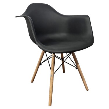 Καρέκλα ArteLibre ECLORA Μαύρο/Φυσικό PP/Ξύλο/Μέταλλο 63x58x78cm