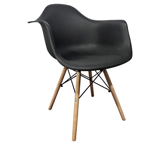 Καρέκλα ArteLibre ECLORA Μαύρο/Φυσικό PP/Ξύλο/Μέταλλο 63x58x78cm