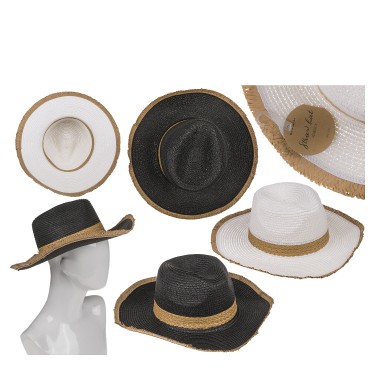 Καπέλο Ψάθινο 98%  Polyester 2%  Ψάθα Μέγεθος One Size 34x35x12cm Σε 2 Χρώματα