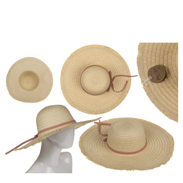 Καπέλο Ψάθινο Με Χρωματιστή Λωρίδα 98%  Ψάθα/2%  Polyester Μέγεθος One Size 44x44x12cm