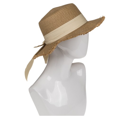 Καπέλο Ψάθινο Με Χρωματιστή Λωρίδα 98%  Polyester/2%  Ψάθα Μέγεθος One Size 35x35x10cm Σε 2 Χρώματα