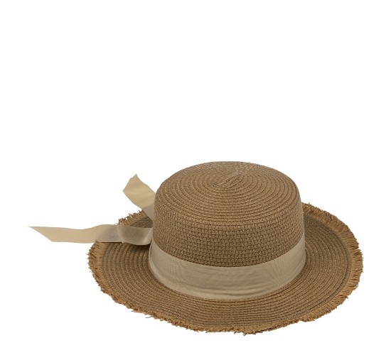 Καπέλο Ψάθινο Με Χρωματιστή Λωρίδα 98%  Polyester/2%  Ψάθα Μέγεθος One Size 35x35x10cm Σε 2 Χρώματα