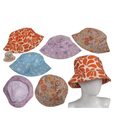 Καπέλο Λουλούδια 100%  Βαμβακερό Μέγεθος One Size Σε 4 Χρώματα