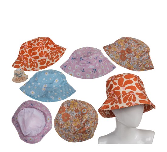 Καπέλο Λουλούδια 100%  Βαμβακερό Μέγεθος One Size Σε 4 Χρώματα