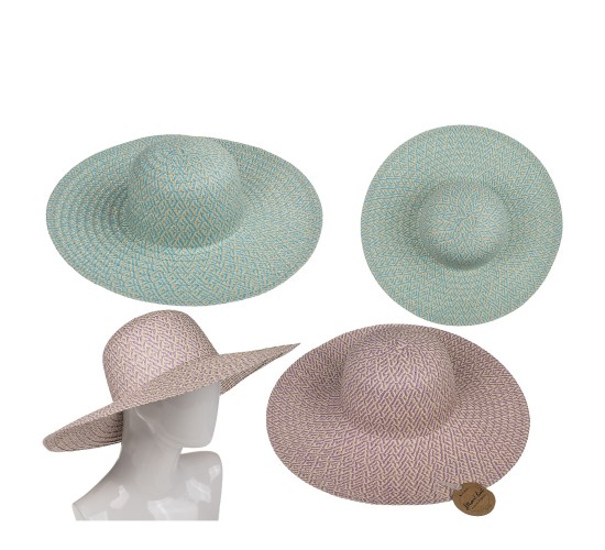 Καπέλο Ψάθινο Χρωματιστό 35%  Polyester/65%  Ψάθα Μέγεθος One Size 44x44x12cm Σε 2 Χρώματα