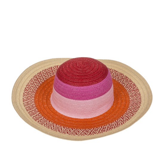 Καπέλο Ψάθινο Χρωματιστό 2%  Polyester/98%  Ψάθα Μέγεθος One Size 42x42x12cm Σε 2 Χρώματα