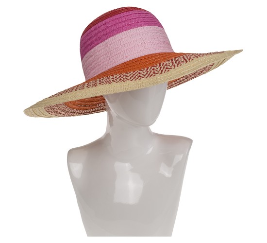 Καπέλο Ψάθινο Χρωματιστό 2%  Polyester/98%  Ψάθα Μέγεθος One Size 42x42x12cm Σε 2 Χρώματα