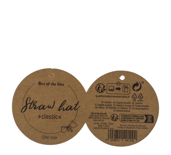 Καπέλο Ψάθινο Με Χρωματιστή Λωρίδα 98%  Ψάθα/2%  Polyester Μέγεθος One Size 37x37x12cm Σε 2 Χρώματα