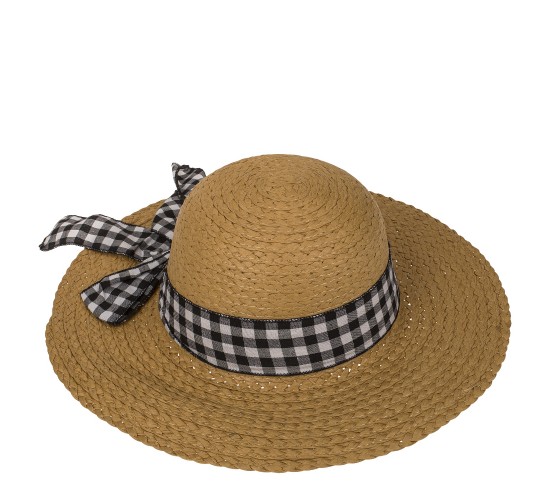 Καπέλο Ψάθινο Με Χρωματιστή Λωρίδα 98%  Ψάθα/2%  Polyester Μέγεθος One Size 37x37x12cm Σε 2 Χρώματα