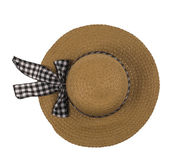 Καπέλο Ψάθινο Με Χρωματιστή Λωρίδα 98%  Ψάθα/2%  Polyester Μέγεθος One Size 37x37x12cm Σε 2 Χρώματα