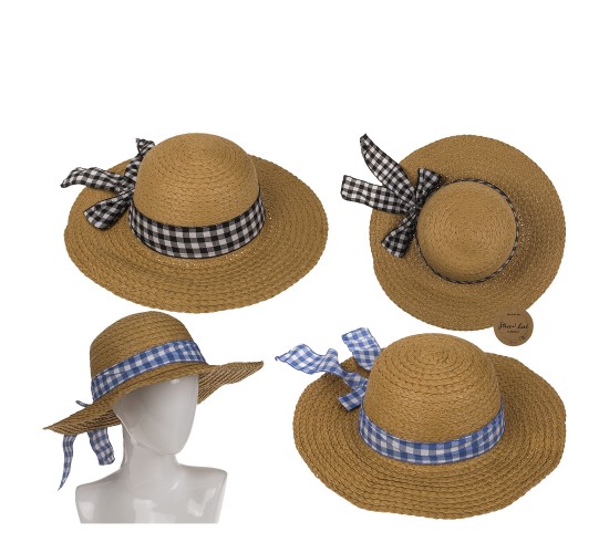 Καπέλο Ψάθινο Με Χρωματιστή Λωρίδα 98%  Ψάθα/2%  Polyester Μέγεθος One Size 37x37x12cm Σε 2 Χρώματα