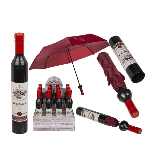 Ομπρέλα Τσέπης Μπουκάλι Κρασιού Μοβ Πλαστικό/Μέταλλο 90cm