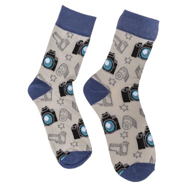 Κάλτσες Φωτογραφική Μηχανή Λευκό/Μπλε 70%  Βαμβάκι/25%  Polyester/5%  Ελαστάνη Μέγεθος 42-46