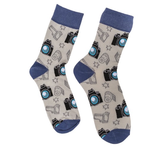 Κάλτσες Φωτογραφική Μηχανή Λευκό/Μπλε 70%  Βαμβάκι/25%  Polyester/5%  Ελαστάνη Μέγεθος 42-46