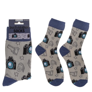 Κάλτσες Φωτογραφική Μηχανή Λευκό/Μπλε 70%  Βαμβάκι/25%  Polyester/5%  Ελαστάνη Μέγεθος 42-46