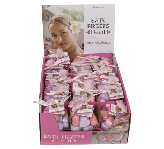 Μπάλα Μπάνιου Σε Σχήμα Καρδιάς Άρωμα Τριαντάφυλλο 12g Σε 4 Χρώματα Σετ 10Τμχ
