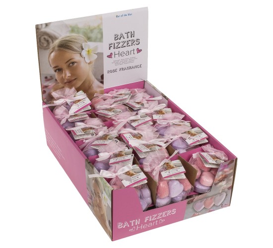 Μπάλα Μπάνιου Σε Σχήμα Καρδιάς Άρωμα Τριαντάφυλλο 12g Σε 4 Χρώματα Σετ 10Τμχ