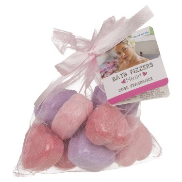 Μπάλα Μπάνιου Σε Σχήμα Καρδιάς Άρωμα Τριαντάφυλλο 12g Σε 4 Χρώματα Σετ 10Τμχ