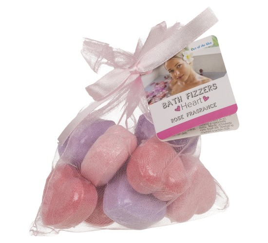 Μπάλα Μπάνιου Σε Σχήμα Καρδιάς Άρωμα Τριαντάφυλλο 12g Σε 4 Χρώματα Σετ 10Τμχ