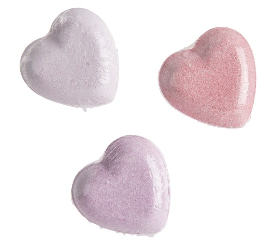 Μπάλα Μπάνιου Σε Σχήμα Καρδιάς Άρωμα Τριαντάφυλλο 12g Σε 4 Χρώματα Σετ 10Τμχ
