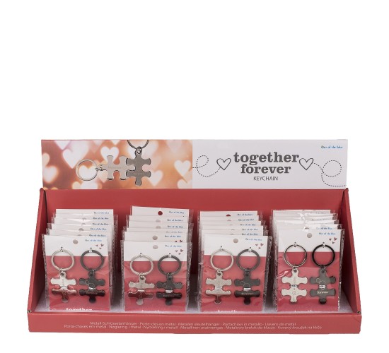 Σετ Μπρελόκ Κομμάτια Παζλ ‘Together Forever’ Ασημί Μέταλλο 2Τμχ