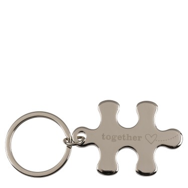 Σετ Μπρελόκ Κομμάτια Παζλ ‘Together Forever’ Ασημί Μέταλλο 2Τμχ