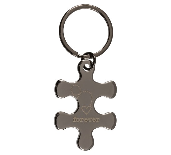 Σετ Μπρελόκ Κομμάτια Παζλ ‘Together Forever’ Ασημί Μέταλλο 2Τμχ