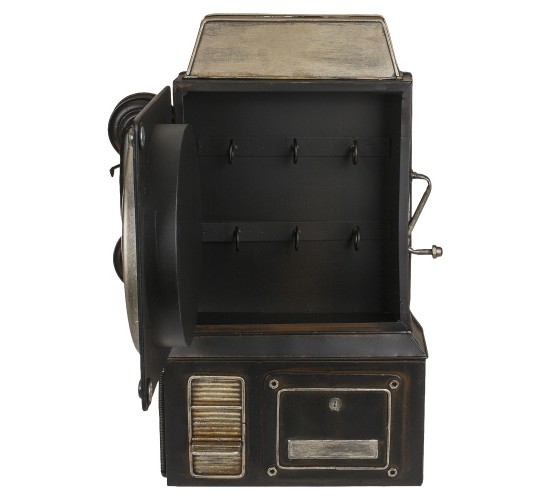 Κλειδοθήκη Τηλέφωνο 6 Θέσεων Με Ρολόι Μπρονζέ/Μαύρο Μέταλλο 26x35.5cm