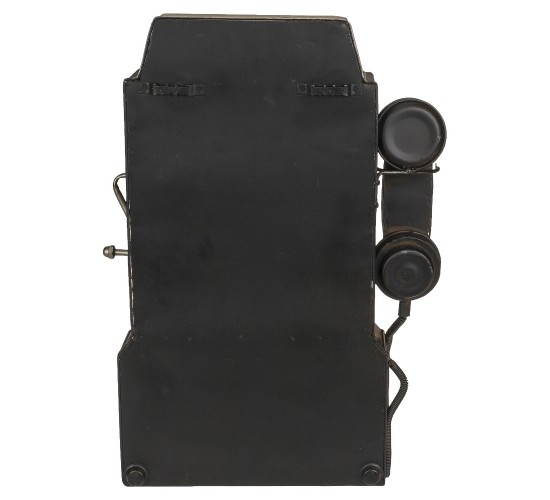 Κλειδοθήκη Τηλέφωνο 6 Θέσεων Με Ρολόι Μπρονζέ/Μαύρο Μέταλλο 26x35.5cm