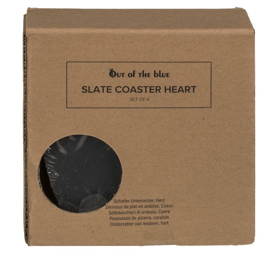 Σουβέρ Καρδιά Μαύρο Πέτρα 10cm Σετ 4Τμχ