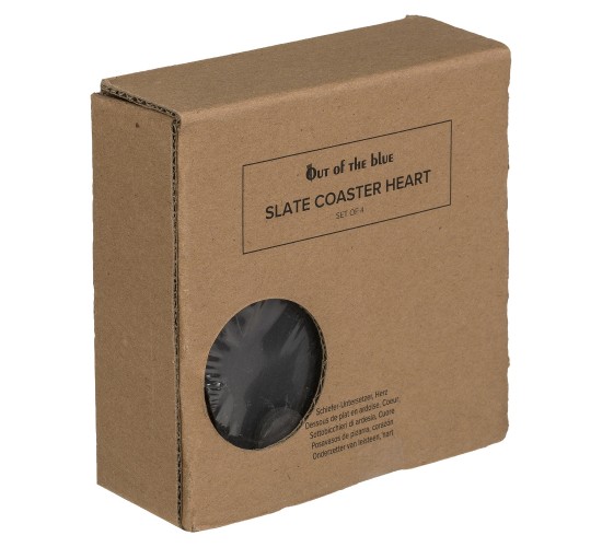 Σουβέρ Καρδιά Μαύρο Πέτρα 10cm Σετ 4Τμχ