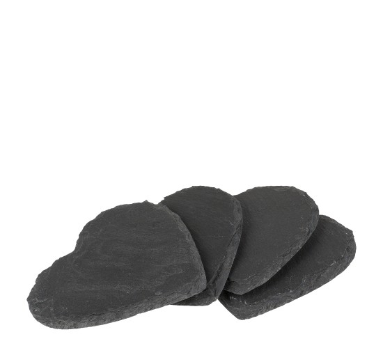 Σουβέρ Καρδιά Μαύρο Πέτρα 10cm Σετ 4Τμχ