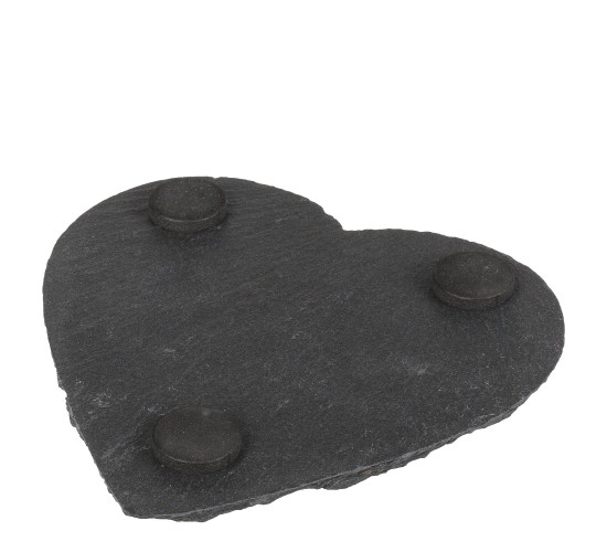 Σουβέρ Καρδιά Μαύρο Πέτρα 10cm Σετ 4Τμχ