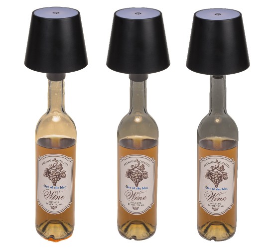 Επιτραπέζιο Φωτιστικό LED Φορητό Για Μπουκάλι Μαύρο Πλαστικό 11x10.5cm