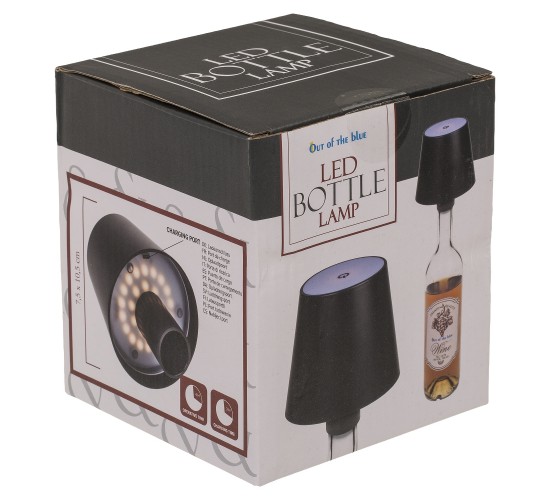 Επιτραπέζιο Φωτιστικό LED Φορητό Για Μπουκάλι Μαύρο Πλαστικό 11x10.5cm