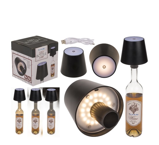 Επιτραπέζιο Φωτιστικό LED Φορητό Για Μπουκάλι Μαύρο Πλαστικό 11x10.5cm