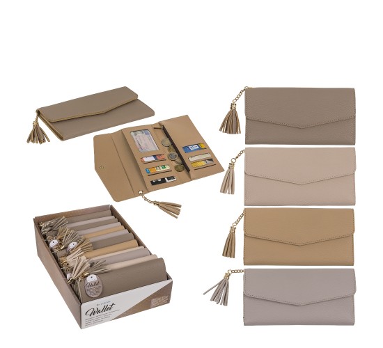 Πορτοφόλι Με Θήκη Με Φερμουάρ Δερματίνη 19x9.5cm Σε 4 Χρώματα