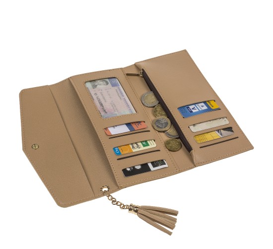 Πορτοφόλι Με Θήκη Με Φερμουάρ Δερματίνη 19x9.5cm Σε 4 Χρώματα