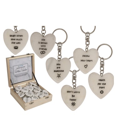 Μπρελόκ Καρδιά Μάρμαρο/Μέταλλο 4x0.5cm Σε 6 Σχέδια