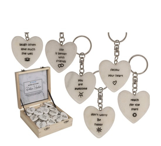 Μπρελόκ Καρδιά Μάρμαρο/Μέταλλο 4x0.5cm Σε 6 Σχέδια