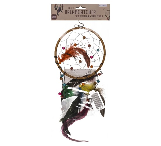 Διακοσμητικό Τοίχου Ονειροπαγίδα Με Φτερά Και Πέρλες 16x30cm