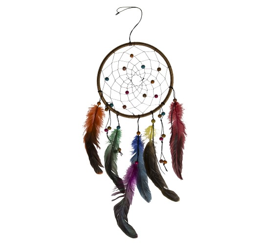 Διακοσμητικό Τοίχου Ονειροπαγίδα Με Φτερά Και Πέρλες 16x30cm