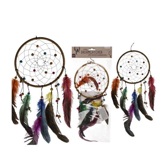 Διακοσμητικό Τοίχου Ονειροπαγίδα Με Φτερά Και Πέρλες 16x30cm