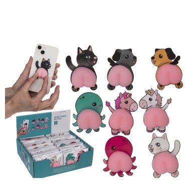 Βάση Κινητού Αυτοκόλλητος Πισινός Ζωάκι 7.5cm Σετ 2Τμχ Σε 4 Σχέδια