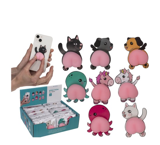 Βάση Κινητού Αυτοκόλλητος Πισινός Ζωάκι 7.5cm Σετ 2Τμχ Σε 4 Σχέδια