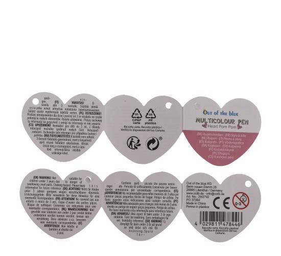 Στυλό 6 Χρωμάτων Μελανιού Με Πομ Πομ Ροζ Πλαστικό 14.2cm