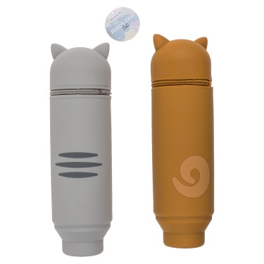 Κασετίνα Γατούλα/Σκυλάκι Με Φερμουάρ Σιλικόνη 18x6cm Σε 2 Σχέδια